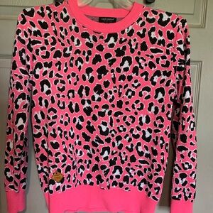 Simply Southern Pink and Black Leopard Crew Neck Sweater